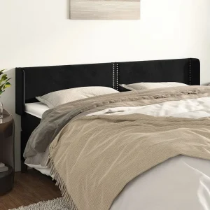 Hoofdbord | Hoofdeinde met randen 183x16x78/88 cm fluweel zwart