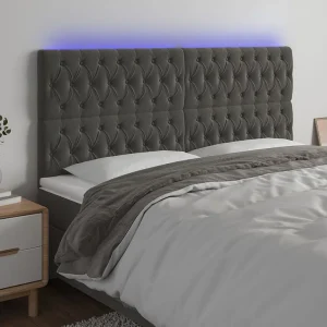 Hoofdbord | Hoofdeinde LED 180x7x118/128 cm fluweel donkergrijs Hoofdbord | Hoofdeinde LED 180x7x118/128 cm fluweel donkergrijs