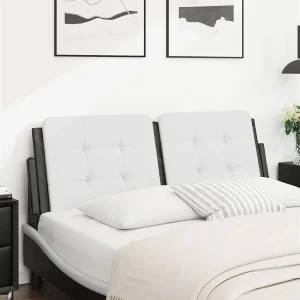 Hoofdbord | Hoofdbordkussen "Zadar" 120 cm kunstleer wit en zwart Hoofdbord | Hoofdbordkussen "Zadar" 120 cm kunstleer wit en zwart
