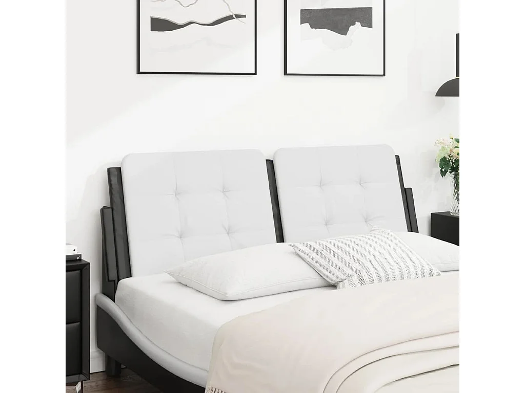 Hoofdbord | Hoofdbordkussen "Zadar" 120 cm kunstleer wit en zwart