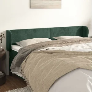 Hoofdbord | Hoofdeinde met randen 163x23x78/88 cm fluweel donkergroen