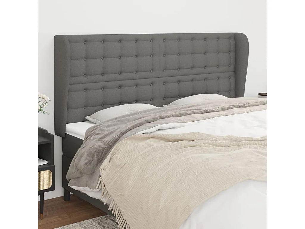 Hoofdbord | Hoofdeinde met randen 163x23x118/128 cm stof donkergrijs