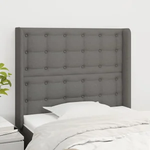 Hoofdbord | Hoofdeinde met randen 103x16x118/128 cm stof donkergrijs