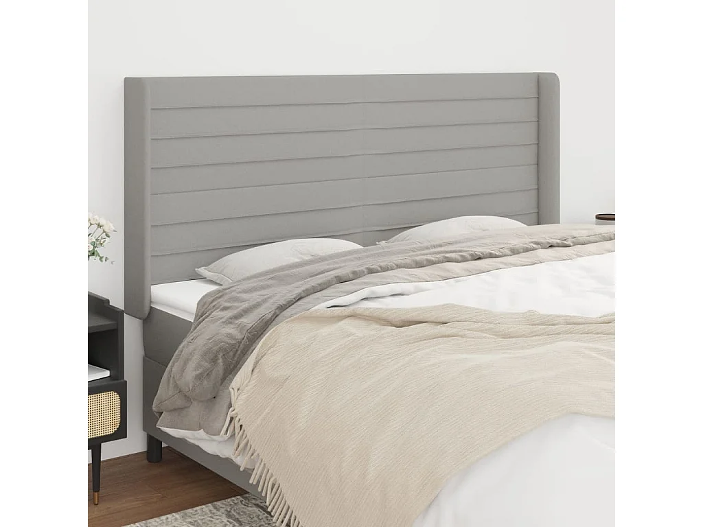 Hoofdbord | Hoofdeinde met randen 163x16x118/128 cm stof lichtgrijs