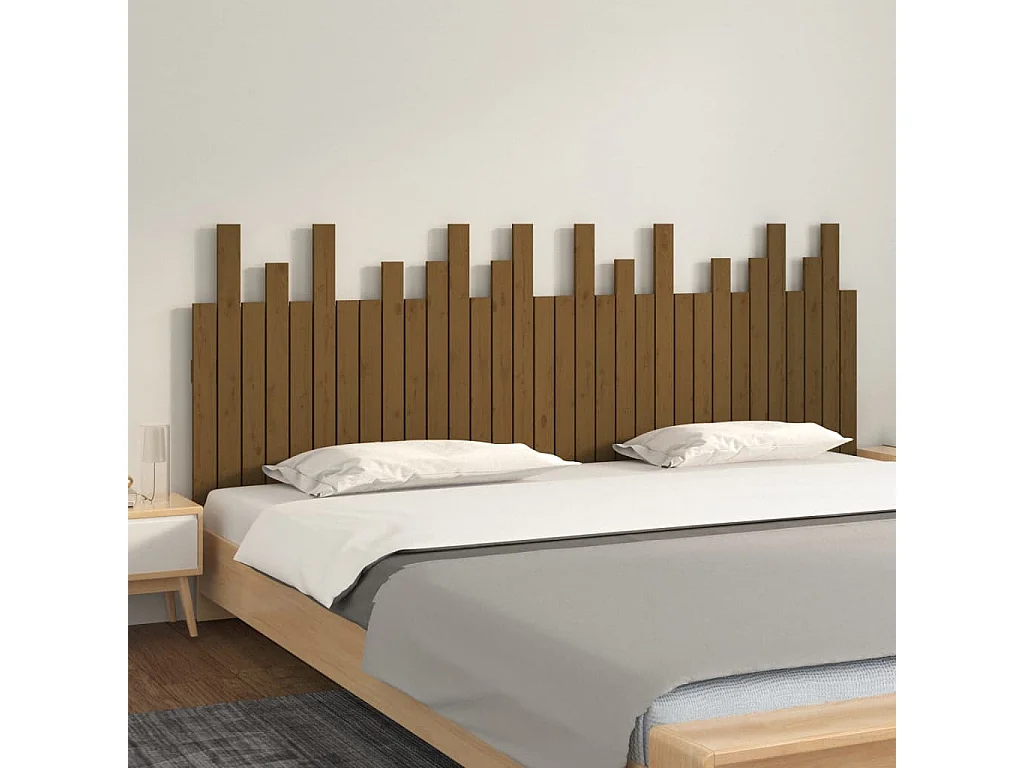 Hoofdbord | Hoofdeinde wandmontage 204x3x80 cm grenenhout honingbruin
