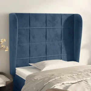 Hoofdbord | Hoofdeinde met randen 103x23x118/128 cm fluweel donkerblauw