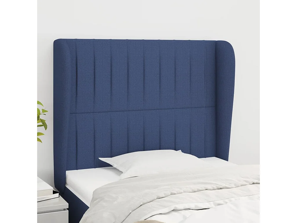 Hoofdbord | Hoofdeinde met randen 93x23x118/128 cm stof blauw