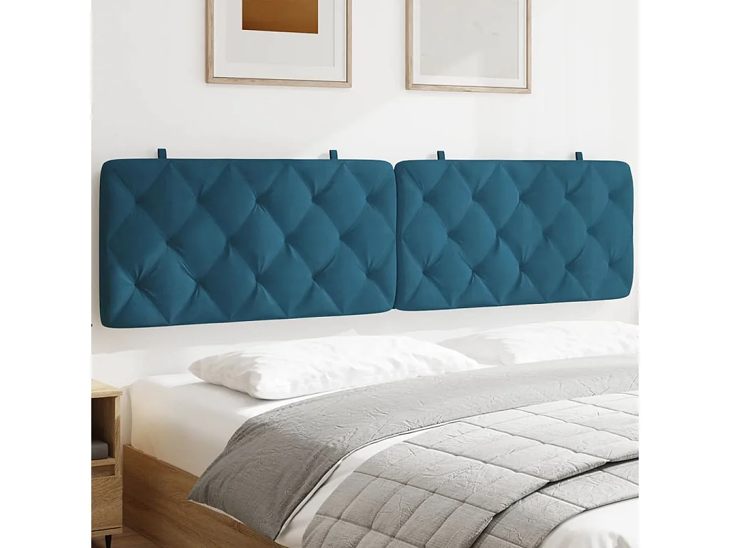Hoofdbord | Hoofdbordkussen 200 cm fluweel blauw