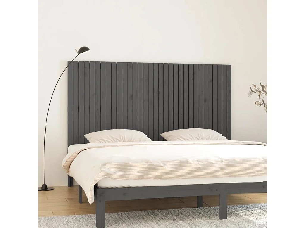 Hoofdbord | Hoofdeinde wandmontage 204x3x110 cm massief grenenhout grijs