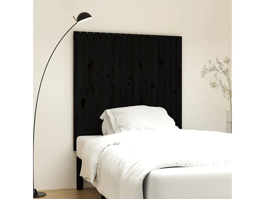 Hoofdbord | Hoofdeinde wandmontage 108x3x110 cm massief grenenhout zwart