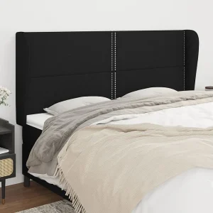 Hoofdbord | Hoofdeinde met randen 183x23x118/128 cm stof zwart