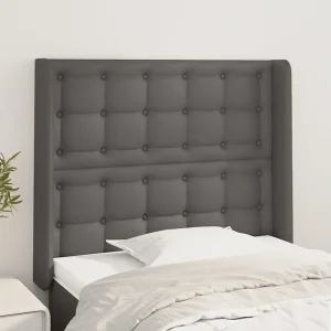 Hoofdbord | Hoofdeinde met randen 103x16x118/128 cm kunstleer grijs Hoofdbord | Hoofdeinde met randen 103x16x118/128 cm kunstleer grijs