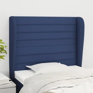 Hoofdbord | Hoofdeinde met randen 103x23x118/128 cm stof blauw