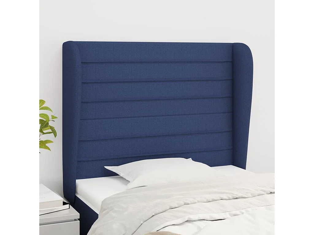 Hoofdbord | Hoofdeinde met randen 103x23x118/128 cm stof blauw