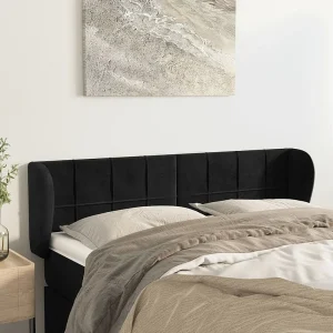 Hoofdbord | Hoofdeinde met randen 147x23x78/88 cm fluweel zwart Hoofdbord | Hoofdeinde met randen 147x23x78/88 cm fluweel zwart