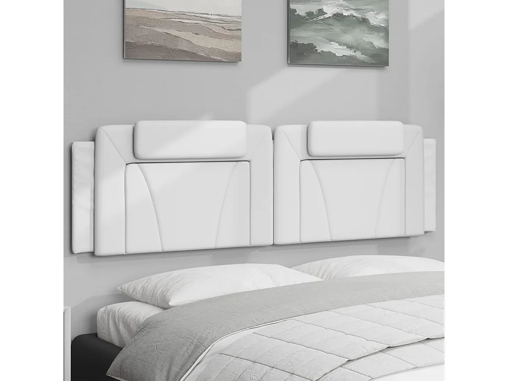 Hoofdbord | Hoofdbordkussen "Viana" 180 cm kunstleer wit