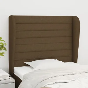 Hoofdbord | Hoofdeinde met randen 103x23x118/128 cm stof donkerbruin