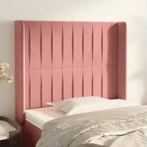 Hoofdbord | Hoofdeinde met randen 103x16x118/128 cm fluweel roze Hoofdbord | Hoofdeinde met randen 103x16x118/128 cm fluweel roze
