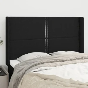 Hoofdbord | Hoofdeinde met randen 147x16x118/128 cm stof zwart