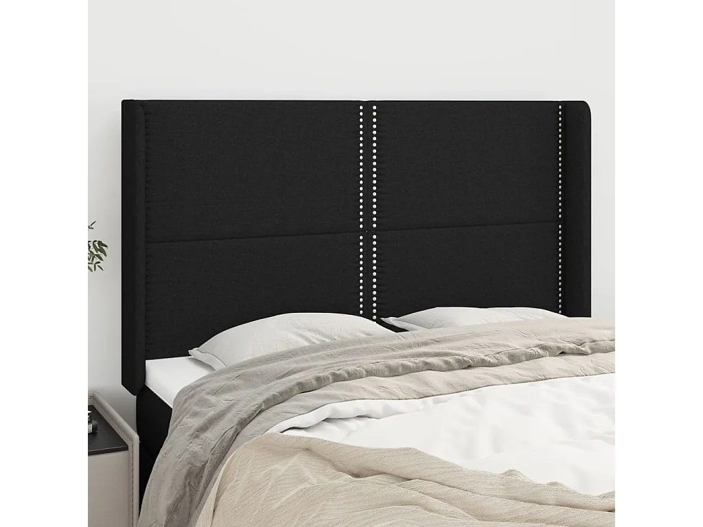 Hoofdbord | Hoofdeinde met randen 147x16x118/128 cm stof zwart