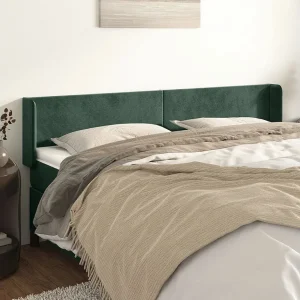 Hoofdbord | Hoofdeinde met randen 203x16x78/88 cm fluweel donkergroen