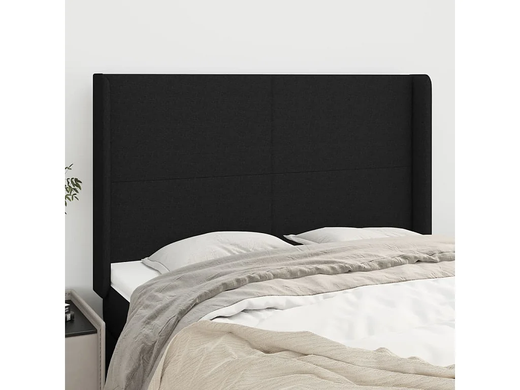 Hoofdbord | Hoofdeinde met randen 147x16x118/128 cm stof zwart