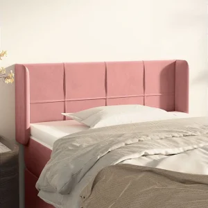Hoofdbord | Hoofdeinde met randen 103x16x78/88 cm fluweel roze Hoofdbord | Hoofdeinde met randen 103x16x78/88 cm fluweel roze