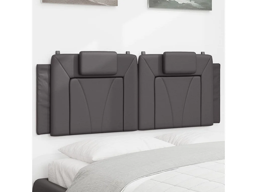 Hoofdbord | Hoofdbordkussen "Viana" 140 cm kunstleer grijs