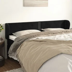 Hoofdbord | Hoofdeinde met randen 163x23x78/88 cm fluweel zwart