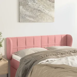 Hoofdbord | Hoofdeinde met randen 147x23x78/88 cm fluweel roze Hoofdbord | Hoofdeinde met randen 147x23x78/88 cm fluweel roze