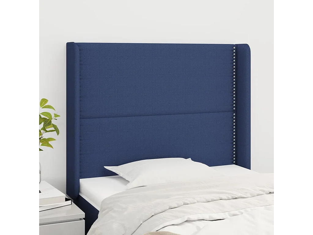 Hoofdbord | Hoofdeinde met randen 103x16x118/128 cm stof blauw