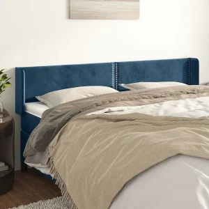 Hoofdbord | Hoofdeinde met randen 203x16x78/88 cm fluweel donkerblauw