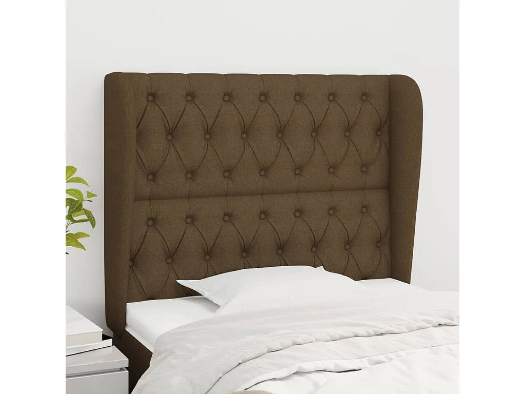 Hoofdbord | Hoofdeinde met randen 93x23x118/128 cm stof donkerbruin