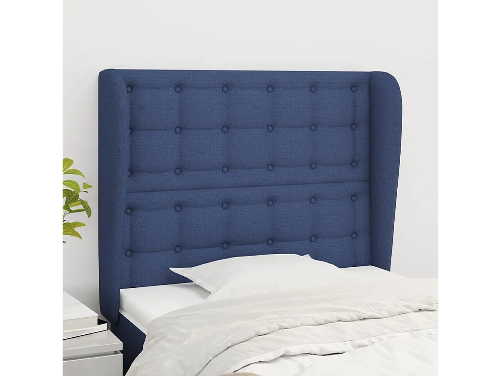 Hoofdbord | Hoofdeinde met randen 93x23x118/128 cm stof blauw