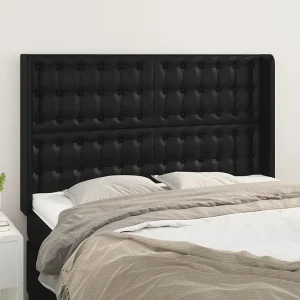 Hoofdbord | Hoofdeinde met randen 147x16x118/128 cm kunstleer zwart Hoofdbord | Hoofdeinde met randen 147x16x118/128 cm kunstleer zwart