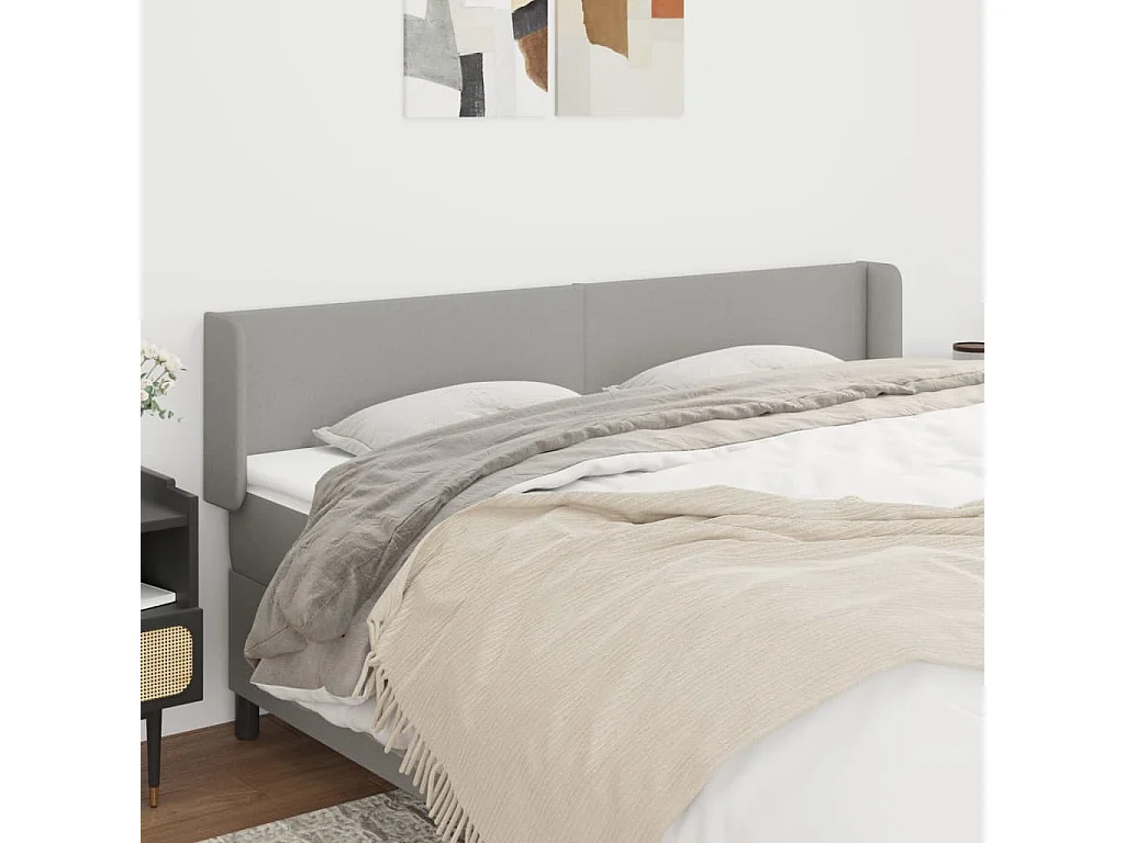 Hoofdbord | Hoofdeinde met randen 163x16x78/88 cm stof lichtgrijs