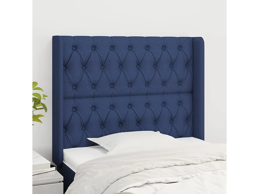 Hoofdbord | Hoofdeinde met randen 103x16x118/128 cm stof blauw