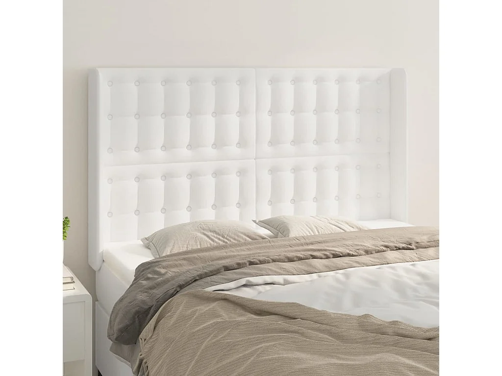 Hoofdbord | Hoofdeinde met randen 147x16x118/128 cm kunstleer wit