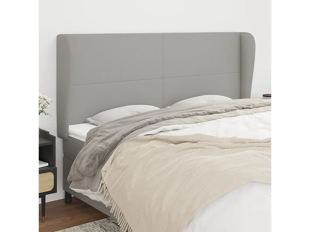 Hoofdbord | Hoofdeinde met randen 163x23x118/128 cm stof lichtgrijs