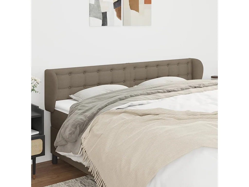 Hoofdbord | Hoofdeinde met randen 183x23x78/88 cm stof taupe