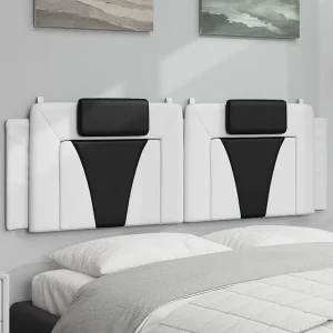 Hoofdbord | Hoofdbordkussen "Viana" 160 cm kunstleer wit en zwart