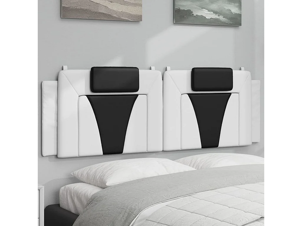 Hoofdbord | Hoofdbordkussen "Viana" 160 cm kunstleer wit en zwart