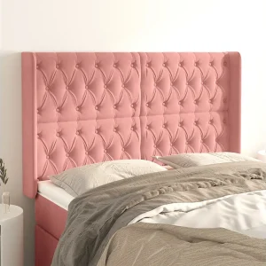 Hoofdbord | Hoofdeinde met randen 163x16x118/128 cm fluweel roze