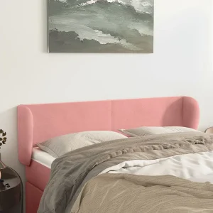 Hoofdbord | Hoofdeinde met randen 147x23x78/88 cm fluweel roze Hoofdbord | Hoofdeinde met randen 147x23x78/88 cm fluweel roze