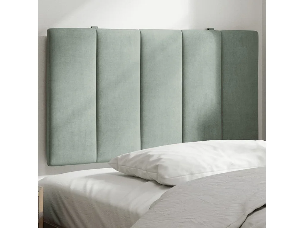 Hoofdbord | Hoofdbordkussen "Hanko" 90 cm velvet lichtgrijs
