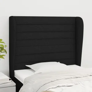 Hoofdbord | Hoofdeinde met randen 103x23x118/128 cm stof zwart Hoofdbord | Hoofdeinde met randen 103x23x118/128 cm stof zwart