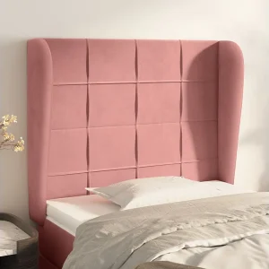 Hoofdbord | Hoofdeinde met randen 103x23x118/128 cm fluweel roze Hoofdbord | Hoofdeinde met randen 103x23x118/128 cm fluweel roze