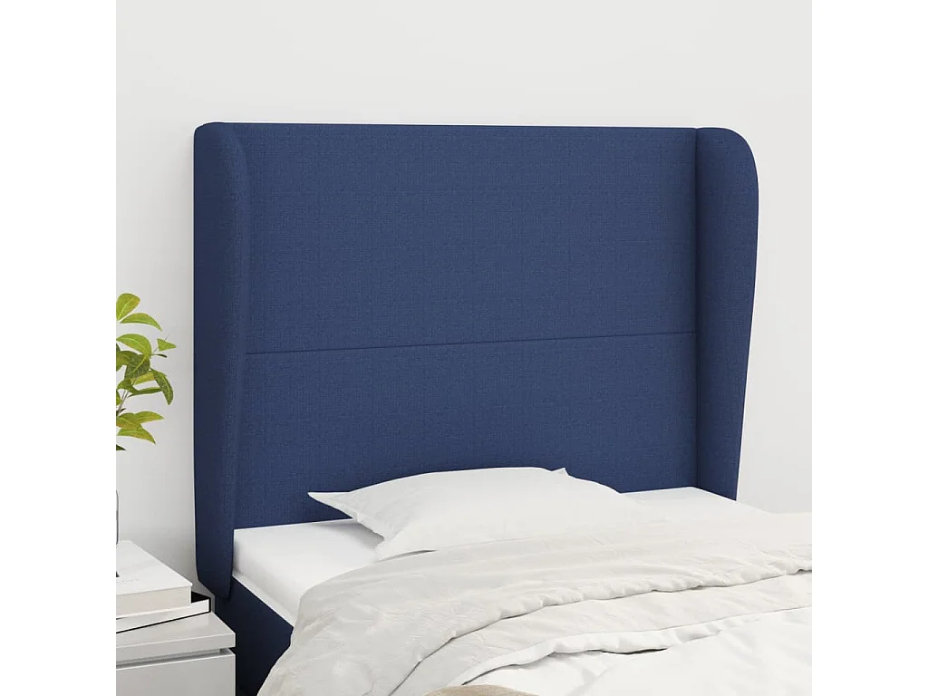 Hoofdbord | Hoofdeinde met randen 93x23x118/128 cm stof blauw