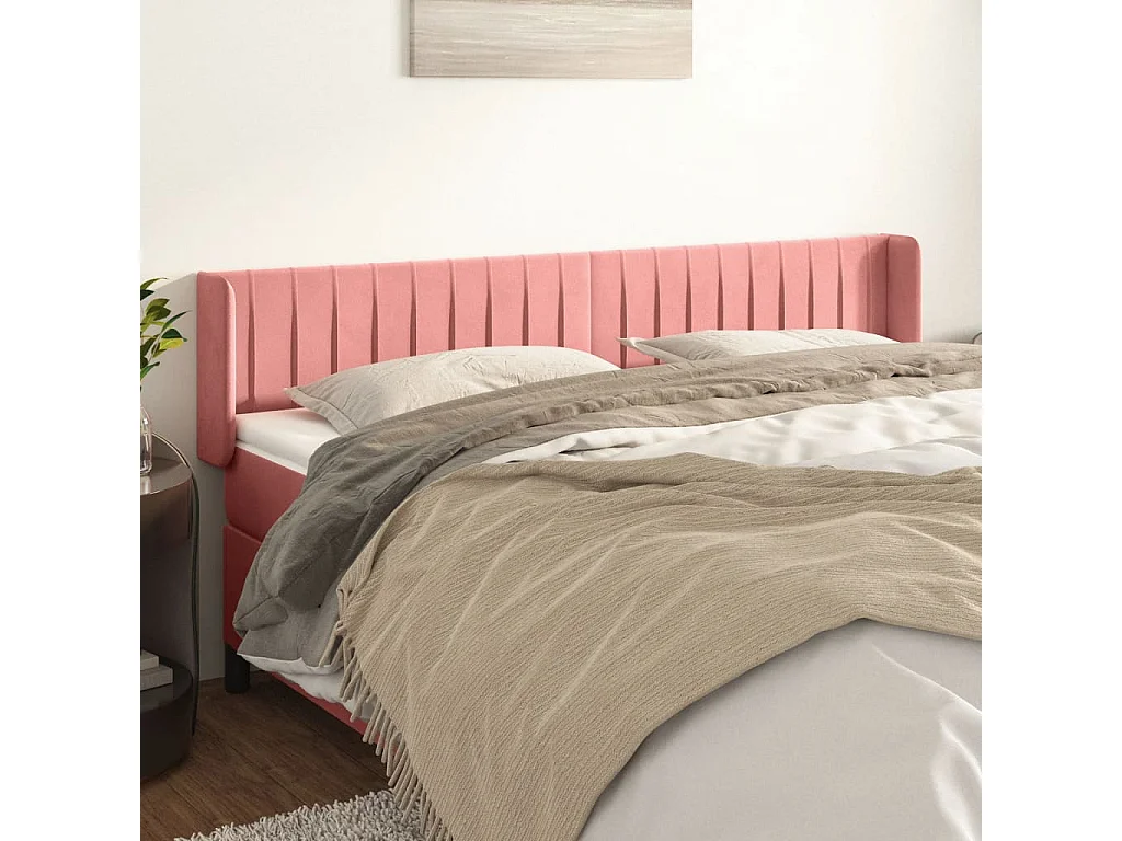 Hoofdbord | Hoofdeinde met randen 183x16x78/88 cm fluweel roze
