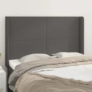 Hoofdbord | Hoofdeinde met randen 147x16x118/128 cm kunstleer grijs Hoofdbord | Hoofdeinde met randen 147x16x118/128 cm kunstleer grijs